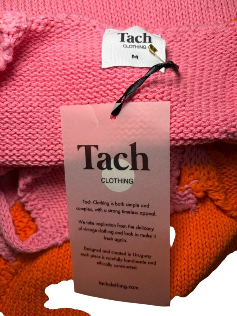 Tach Clothing Maribel Knit Mini Dress Pink Orange Colorblock NWT M - Picture 5 of 6